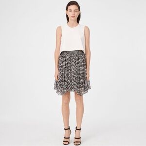 Club Monaco Black & White Dot Smocked Waist Mini Skirt